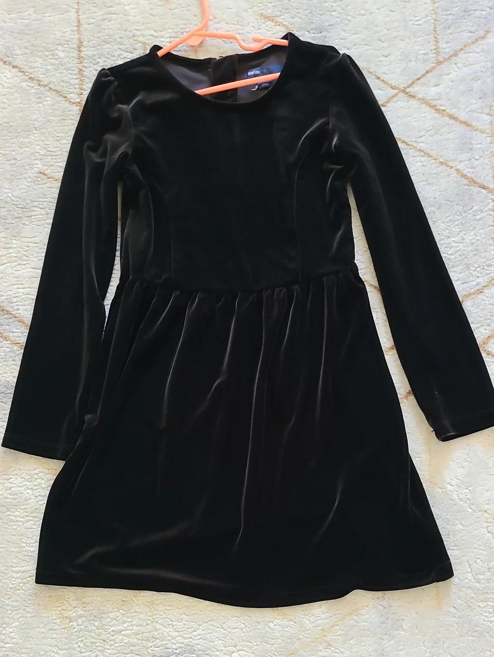 Gap Kids Girls Black Velvet Dress Size 8 Long Sleeve Holiday Party Skater